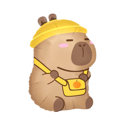 Cartoon Capybara Birthday Yellow Cap 22"