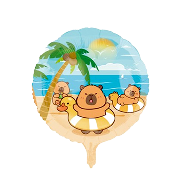Cartoon Capybara Double Sided Road Trip & Beach 18"